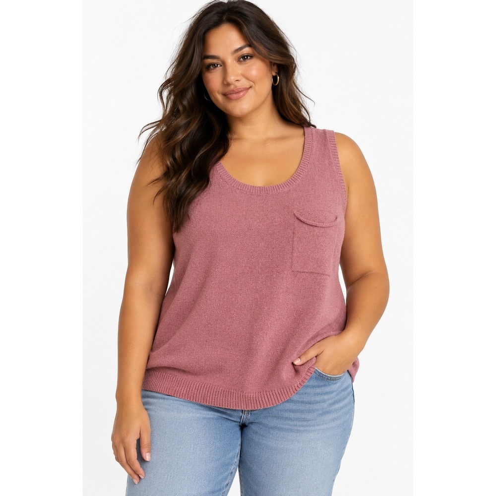 Perch by Blu Pepper 2XL Dusty Rose Knit Sweater Tank Button Back NWOT